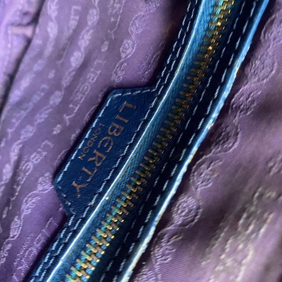 Liberty of London Carnaby Crossbody Saddle Bag Purse Blue Iphis Print - Picture 10 of 11